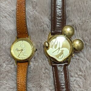 Mickey Mouse Gold Watches with Leather Straps